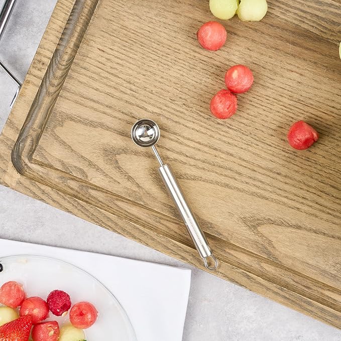 Restaurantware Stainless Steel Melon Baller - 24 Pack - German Standard Fruit Scooper, Ergonomic Grip, Dishwasher Safe - Fruit Baller For Watermelon, Cantaloupe, Butter, DIY Fruit Platter