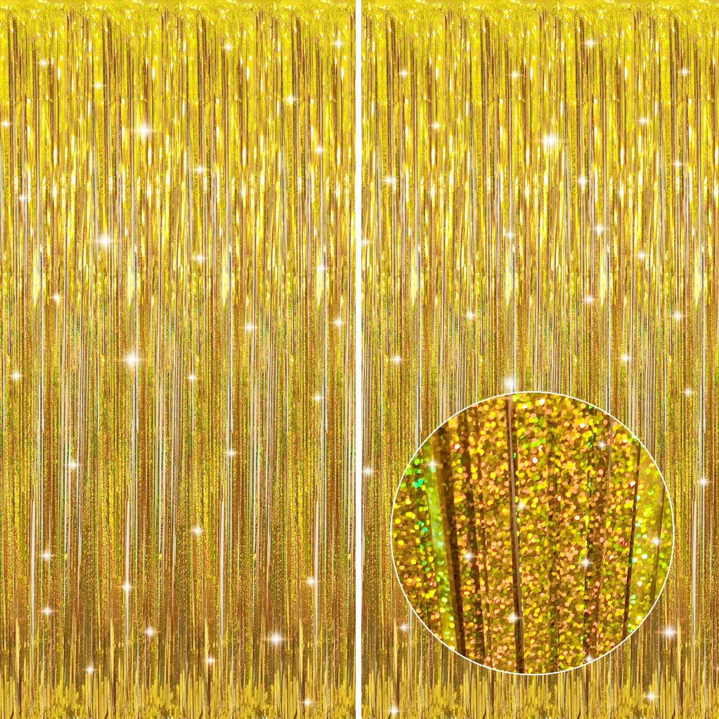 Goer 6.4 Ft X 8.2 Ft Metallic Tinsel Foil Fringe Curtains,Pack Of 2 Party Streamer Backdrop For Birthday,Graduation Decorations