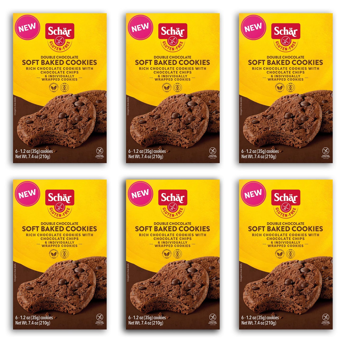 Schar Double Chocolate Soft Cookie 6-Pack - Decadent Chocolate Bliss in Every Bite - Indulgent Treat for Chocolate Lovers - Heav