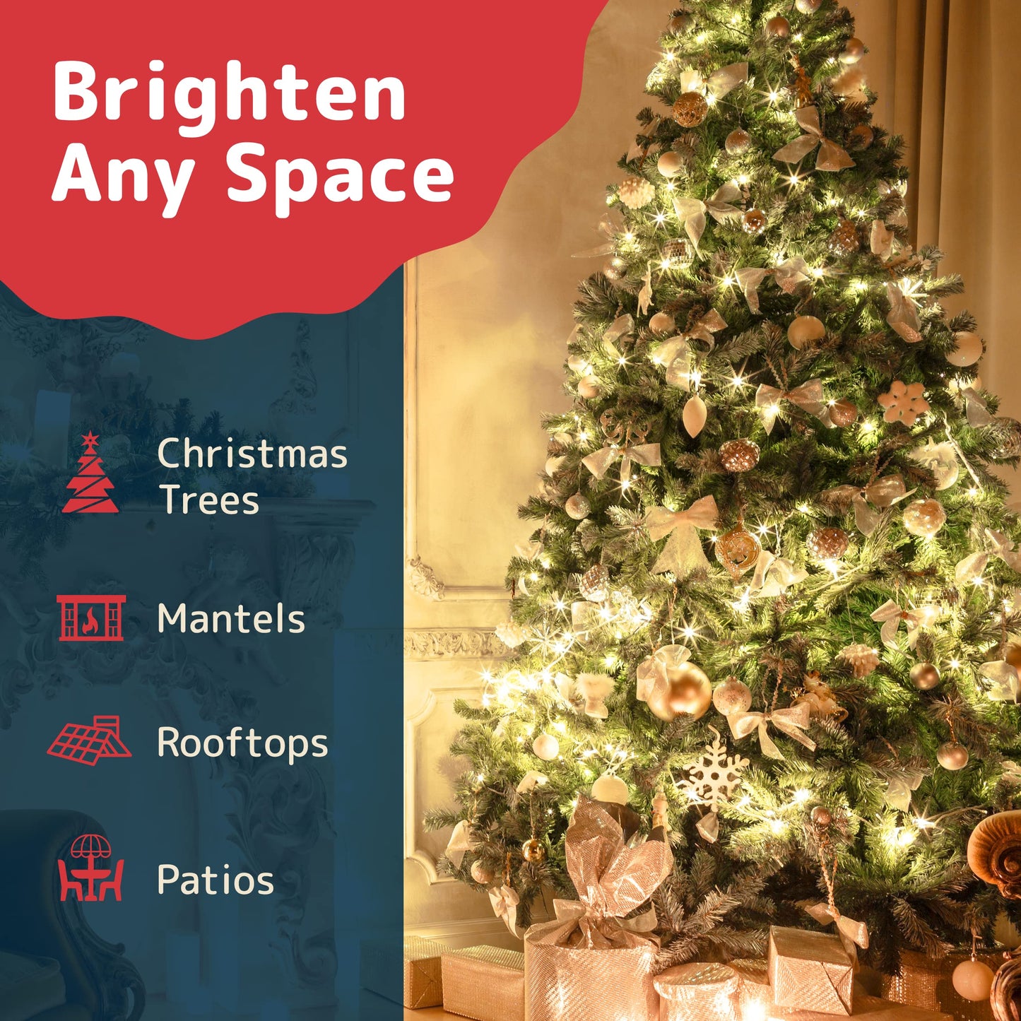 PREXTEX Christmas Lights - Clear White Indoor/Outdoor String Lights - 40 Feet, 200 Lights - Warm White Twinkle Lights