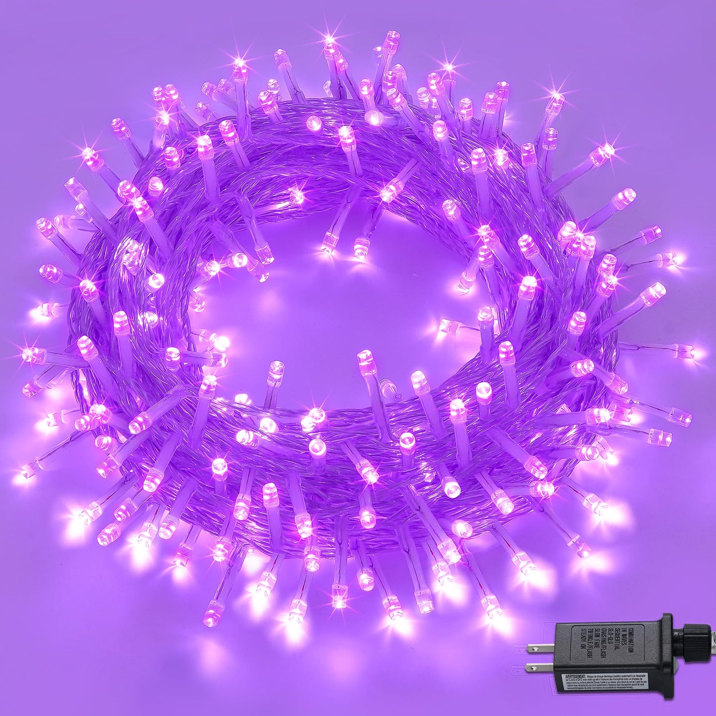 POTIVE Purple Halloween Lights - 200 LED Indoor/Outdoor, 66ft, Waterproof, 8 Modes, Model EXS-S-0200