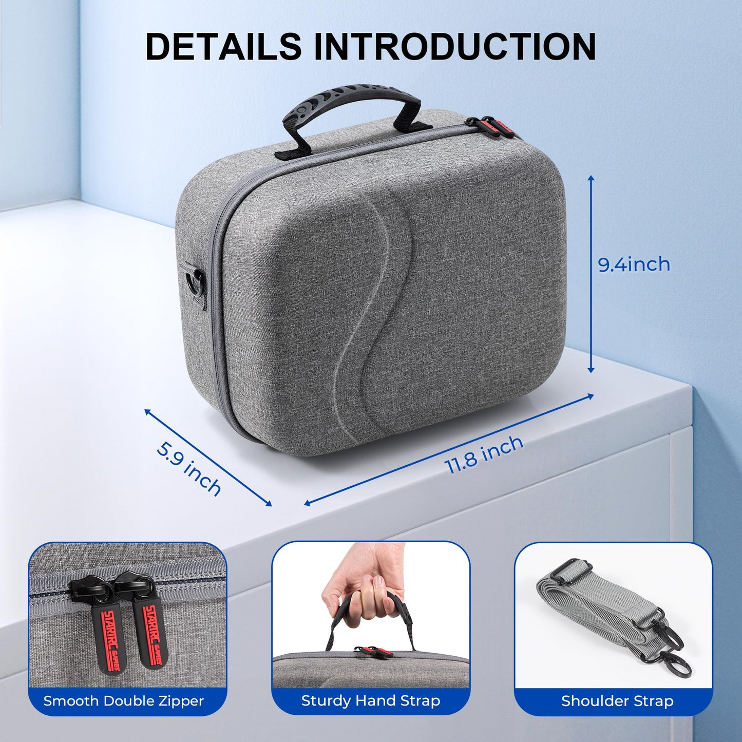 Upgraded Carrying Case for Meta Quest 3, Large Travel Case Compatible with BOBOVR S3 Pro/KIWI Design Battery Head Strap and Other Accessories, Hard Shell Travel Bag for Oculus Quest 3