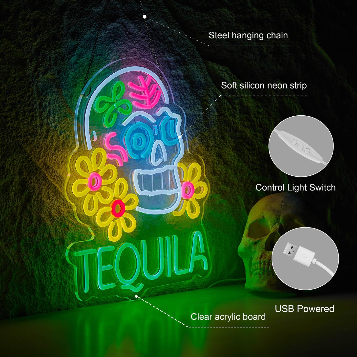 Roouneon spirit-inspired flavor Neon Sign For Wall D?Cor Mexican spirit-inspired flavor Usb Dimmable Led Neon Light For malt-inspired Bar Pub Party Man Cave Bistro Club Decor Gift