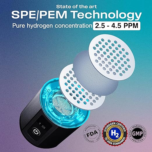 Echo Go+ Hydrogen Water Bottle - Water Ionizer Up to 4.5PPM - SPE & PEM Hydrogen Water Generator - Gary Brecka Recommended - Alternative to Hydrogen Water Pitcher - Black Hydrogenated Water Bottle