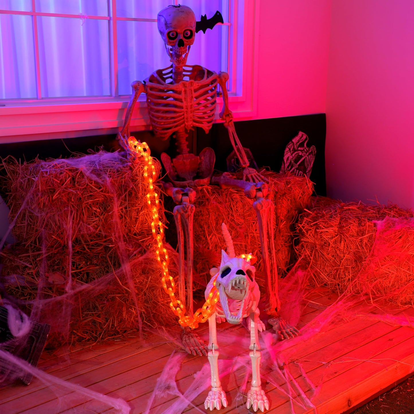Joyin 8Ft Halloween String Lights Battery Powered Led Plastic Chain String Lights Waterproof  8 Lighting Modes  Timer Function  Led Light For Halloween Party Yard Pathway Indoor Outdoor Decor(Orange)