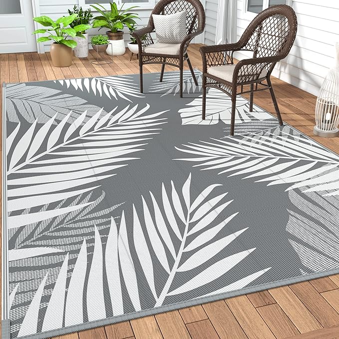 GENIMO Outdoor Rug 5' x 8' Waterproof for Patios Clearance, Reversible Plastic Straw Camping Carpet, Large Area Rugs Mats ...