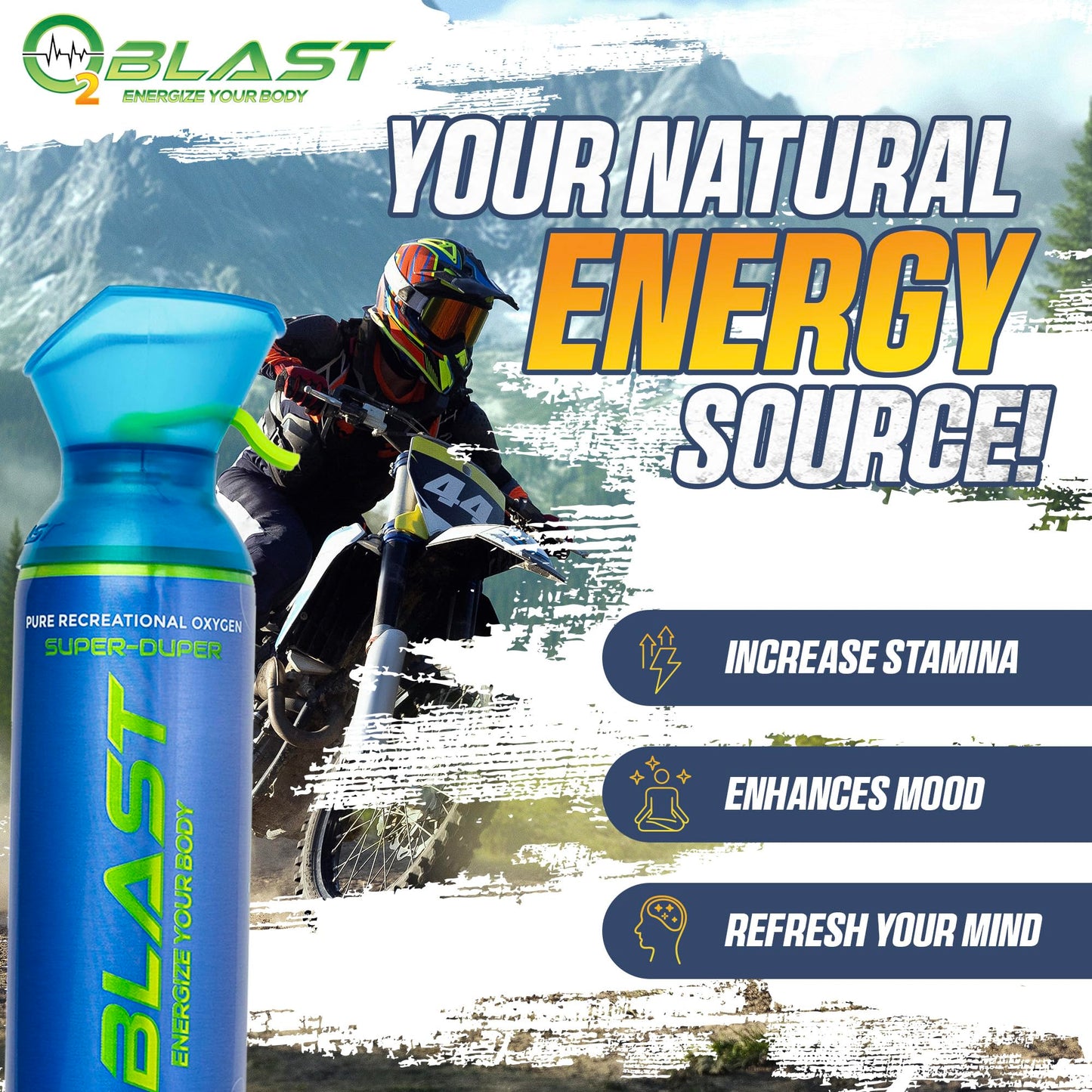 O2 Blast - Portable Oxygen Can, Filled with 99.99% Pure Oxygen in a Can with Breathing Mask for Sports, Travel, and High Altitude Use | On-The-Go Air Support for Hiking and Outdoors – 10L, 5-Pack