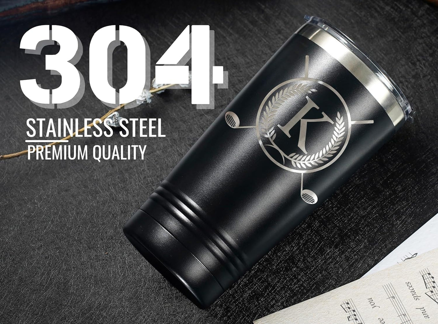 Onebttl Golf Gifts for Men with Initial for Golfer & Golf Lovers, 20oz Travel Mug, Perfect Gifts for Men, Birthday, Christmas - K