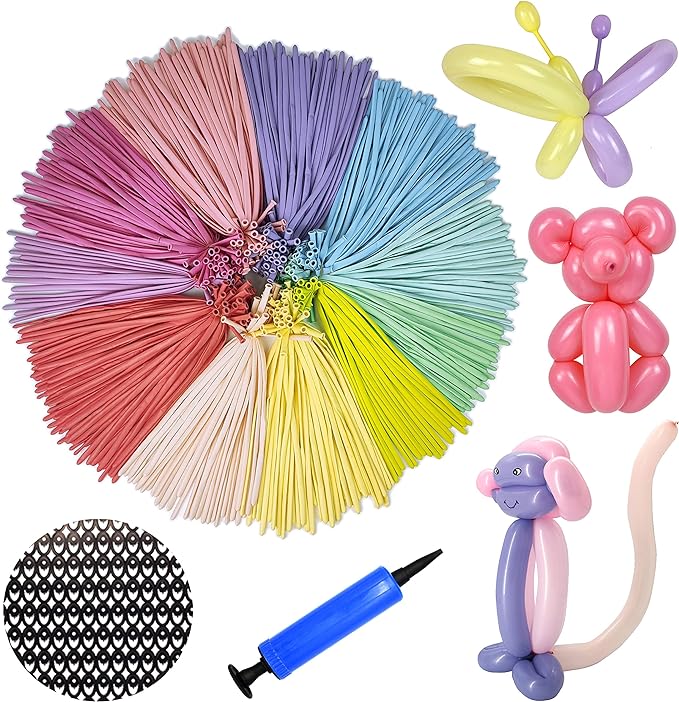 LXZFCRG 260 Balloons with Pump, Premium Long Latex Twisting Balloons for Birthday Wedding Festival Party Pastel Color Pack...