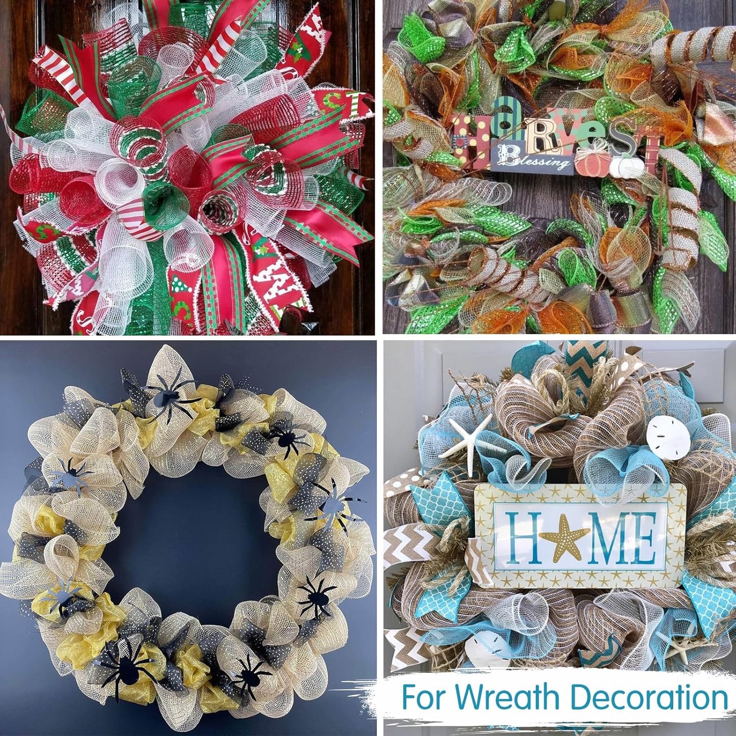 TONIFUL 3 Roll 10 Inch Red Gold and Green Decorative Mesh Ribbon Rolls, Fabric Mesh with Foil for Wreaths Front Door Decor Christmas Festival Party Accessories Party Decoration Supplies (10yds/roll