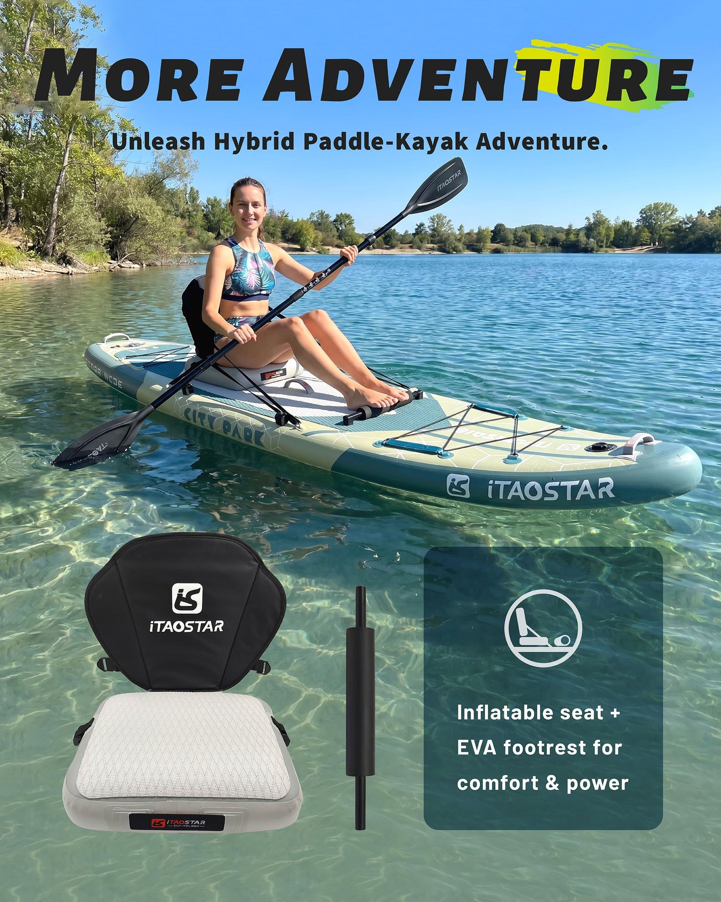iTAOSTAR C03FP 35" Wide Paddle Board, More Fun SUP Board with 5 Fins，12 Foot Stand Up Paddle Board with Premium SUP Accessories for Adults of All Skill Levels