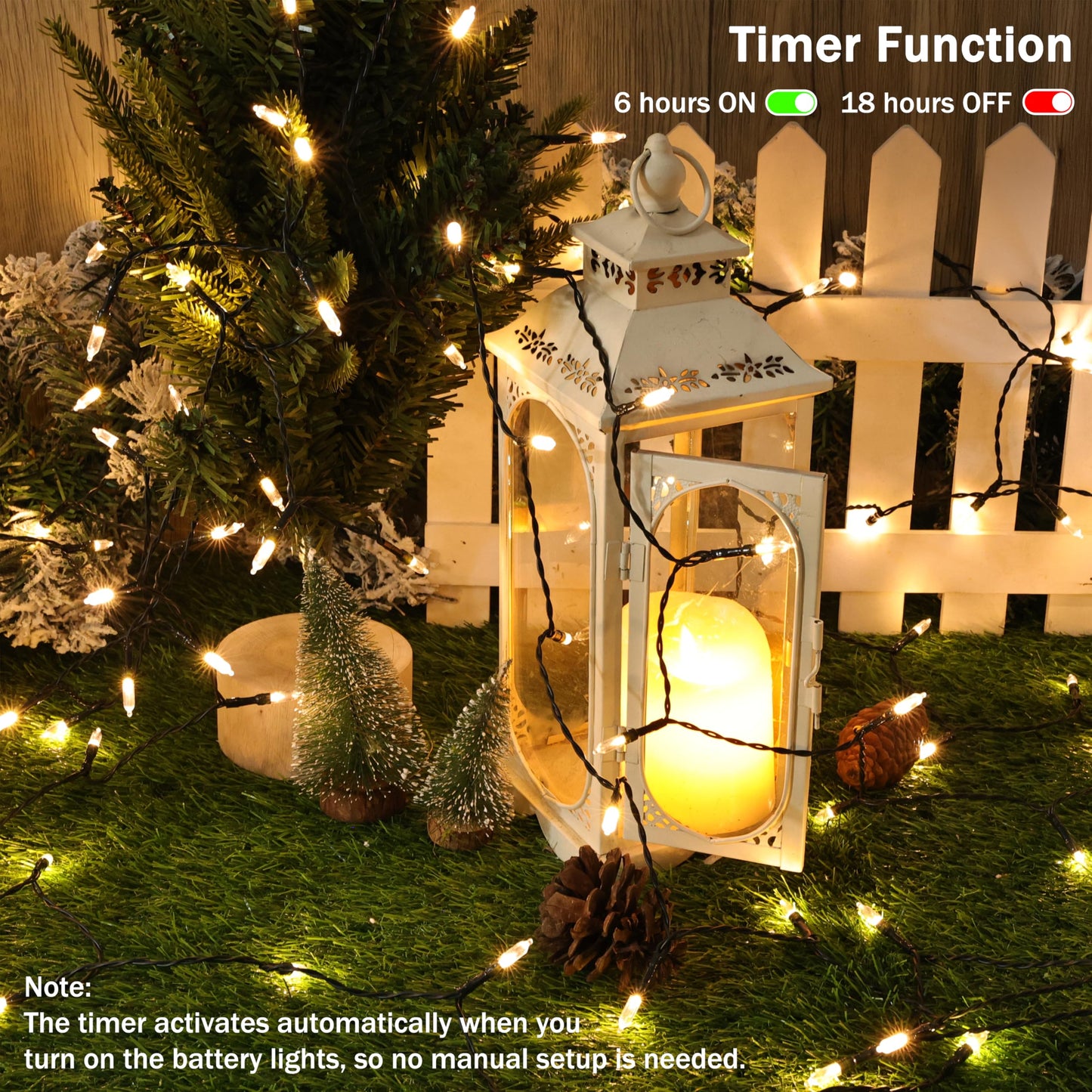 Lomotech Battery Operated Christmas Lights - 4 Pack Total 66Ft 200Leds Mini String Lights 8 Modes Waterproof With Timer For Home  Garden  Party  Holiday  Tree Decoration (Green Wire  Warm White)