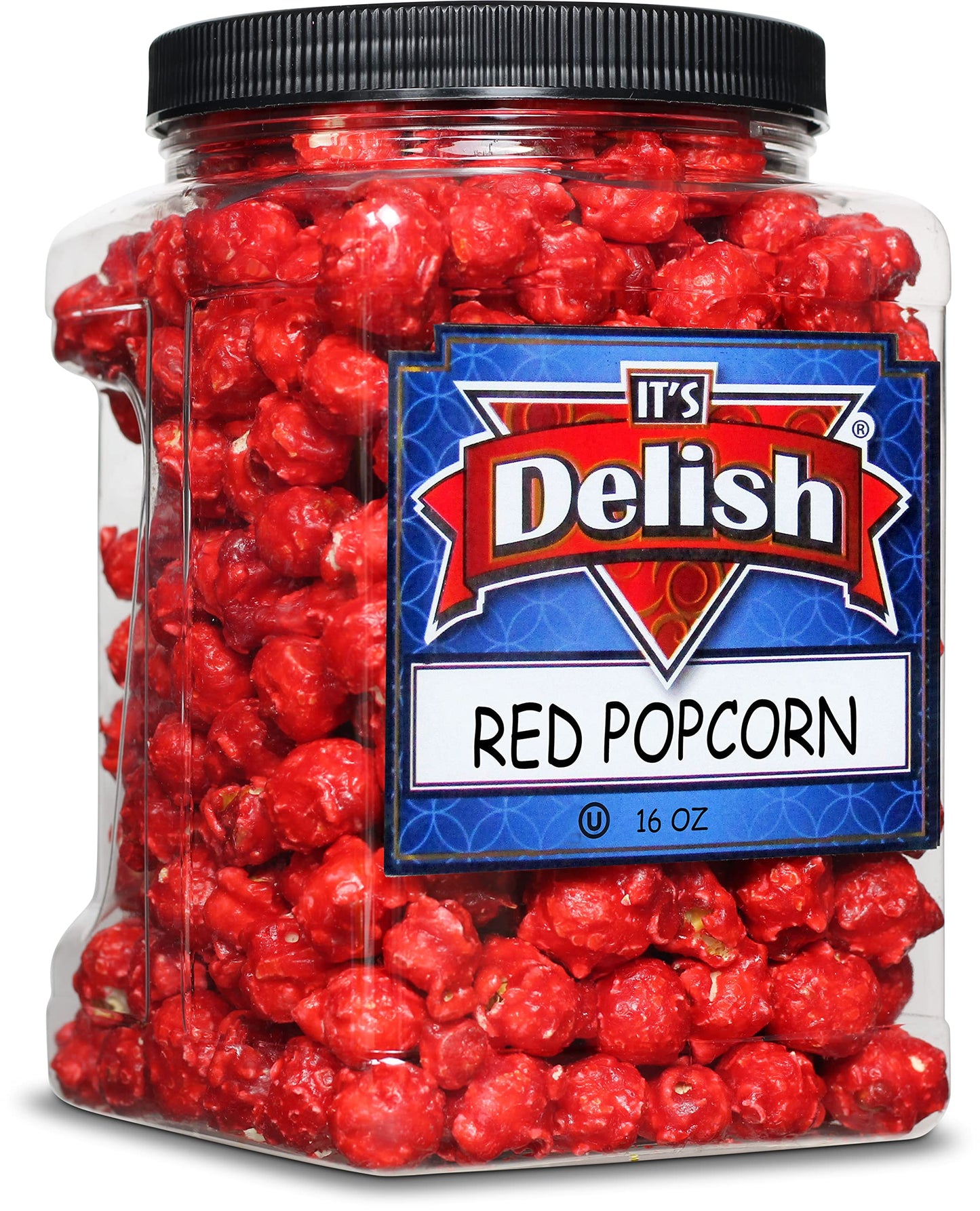 Gourmet Red Cherry Flavored Popcorn by Its Delish, 16 Oz Jumbo Container | Bulk Air Popped Pop Corn Snack - Fruity Red Themed C