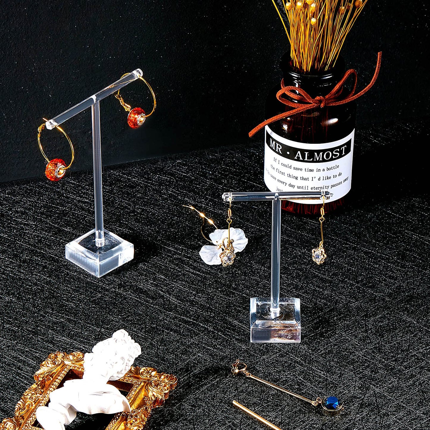 Acrylic Earrings Display Holder T-bar Earrings Stand Holder Tree Stand Countertop Hanging Jewelry Organizer for Necklaces Bracel