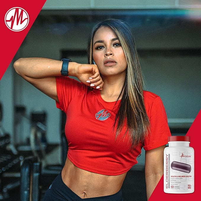 Metabolic Nutrition Elderberry with Vitamin C and Zinc, 1200mg, 90 Vegan Capusles, Supports Immune System, Antioxidant, Reduces Inflammation as Well as Stress Relief