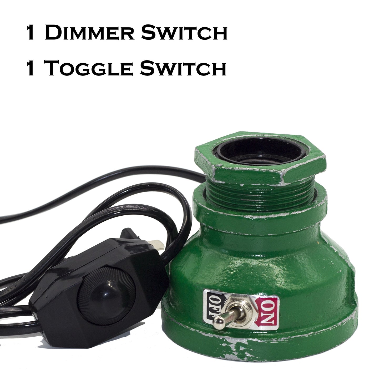 Y-Nut Loft Style Lamp, Steampunk Industrial Design, Dimmable, Metal, Green, Model QTF-T01-GRN