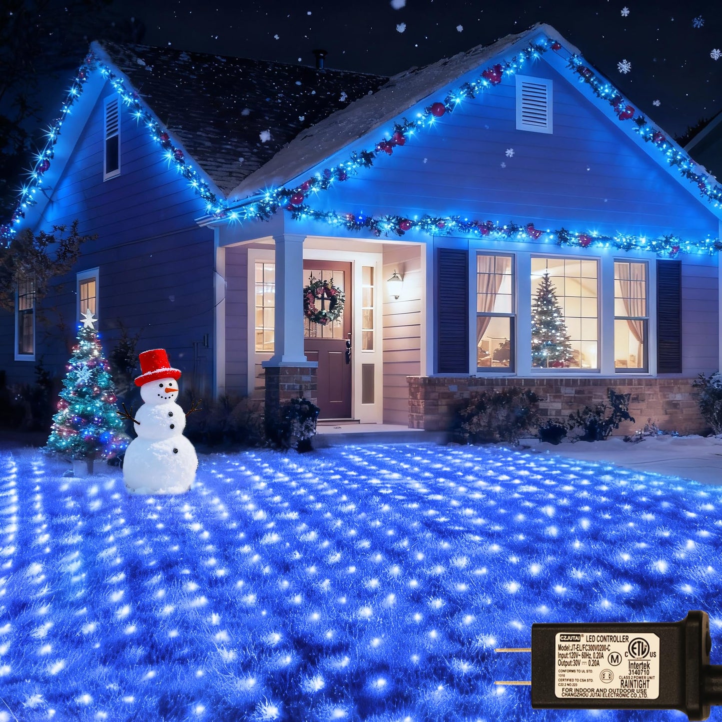 360Led Net Lights  21Ft X 5Ft Connectable Christmas Mesh Lights With Timer & 8 Lighting Modes  Waterproof Outdoor Bush String Light For Halloween Xmas Tree Holiday Party Garden Hedge Patio - Blue