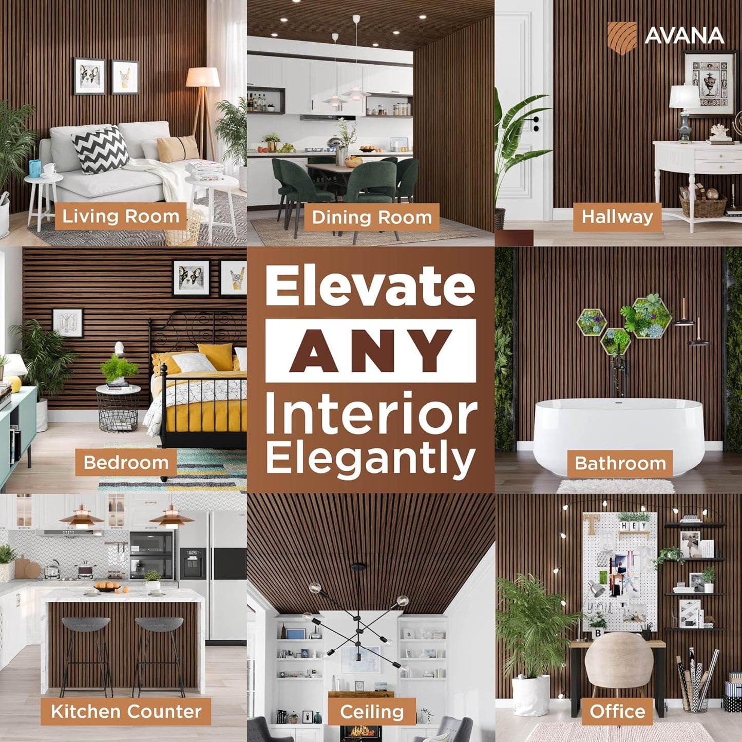Avana Acoustic Wood Wall Panels – 47.2 X 12.6 Inch Walnut Acoustic Panels 1 PC – Wall Panels For Interior Wall Decor For Homes, Offices, Studios – Sturdy And Durable Wood Panels For Wall