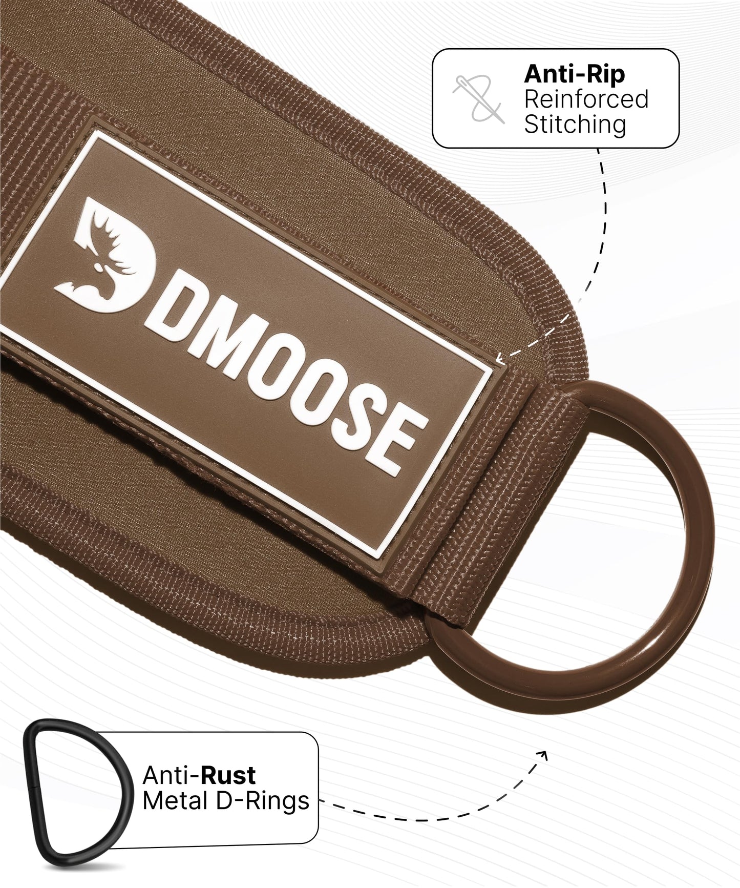 DMoose Fitness Ankle Straps for Cable Machines - One Size Fit Premium Padding, Glute Kickback Ankle Strap for Women & Men, Cable Attachments for Gym, Booty Workouts & Hip Abductors (Cocoa - Pair)