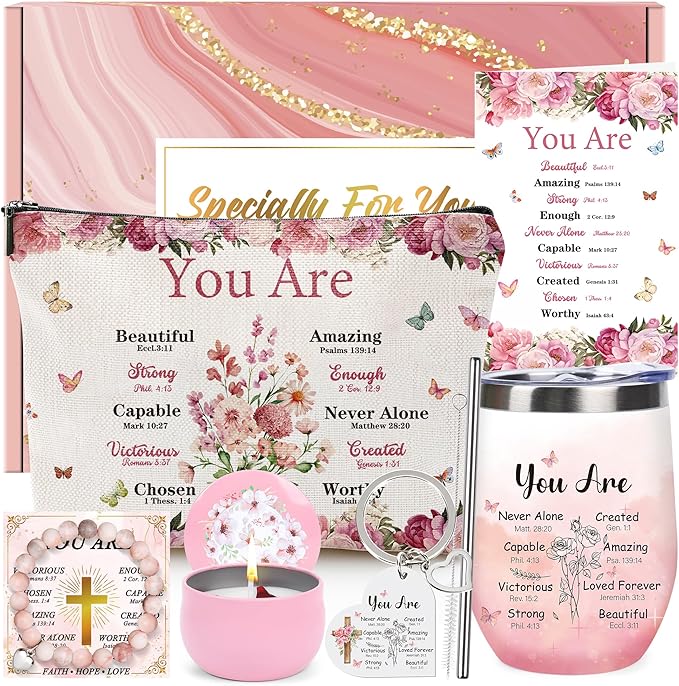 Get Well Soon Gifts for Women - Recovery Care Package with Makeup Bag, Tumbler, Keychain, Bracelet, Card for Friend, Siste...