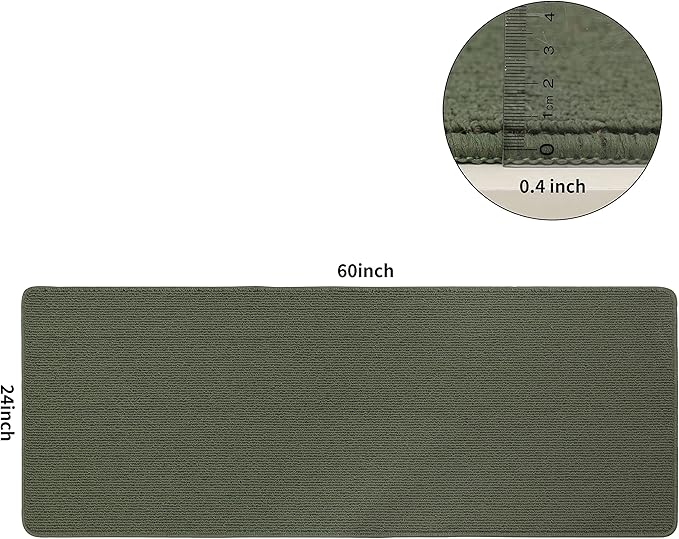 COSY HOMEER 24X60 Inch Kitchen Rug Mats Made of 100% Polypropylene Strip TPR Backing Soft Kitchen Mat Specialized in Anti Slippery and Machine Washable,for Kitchen, Floor,Green