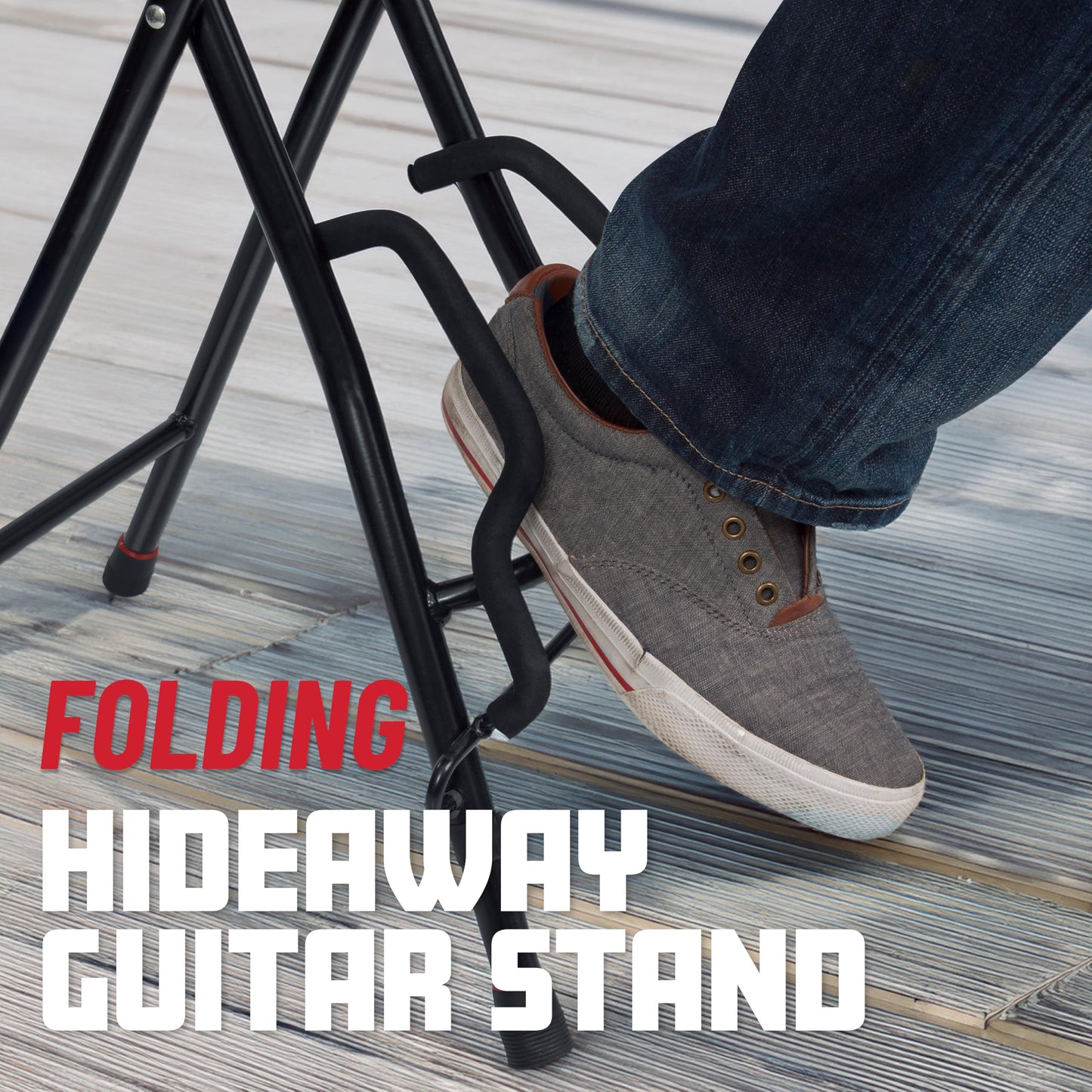 Gator Frameworks Guitar Seat With Padded Cushion, Ergonomic Backrest And Fold Out Guitar Stand, Holds Both Acoustic And Electric