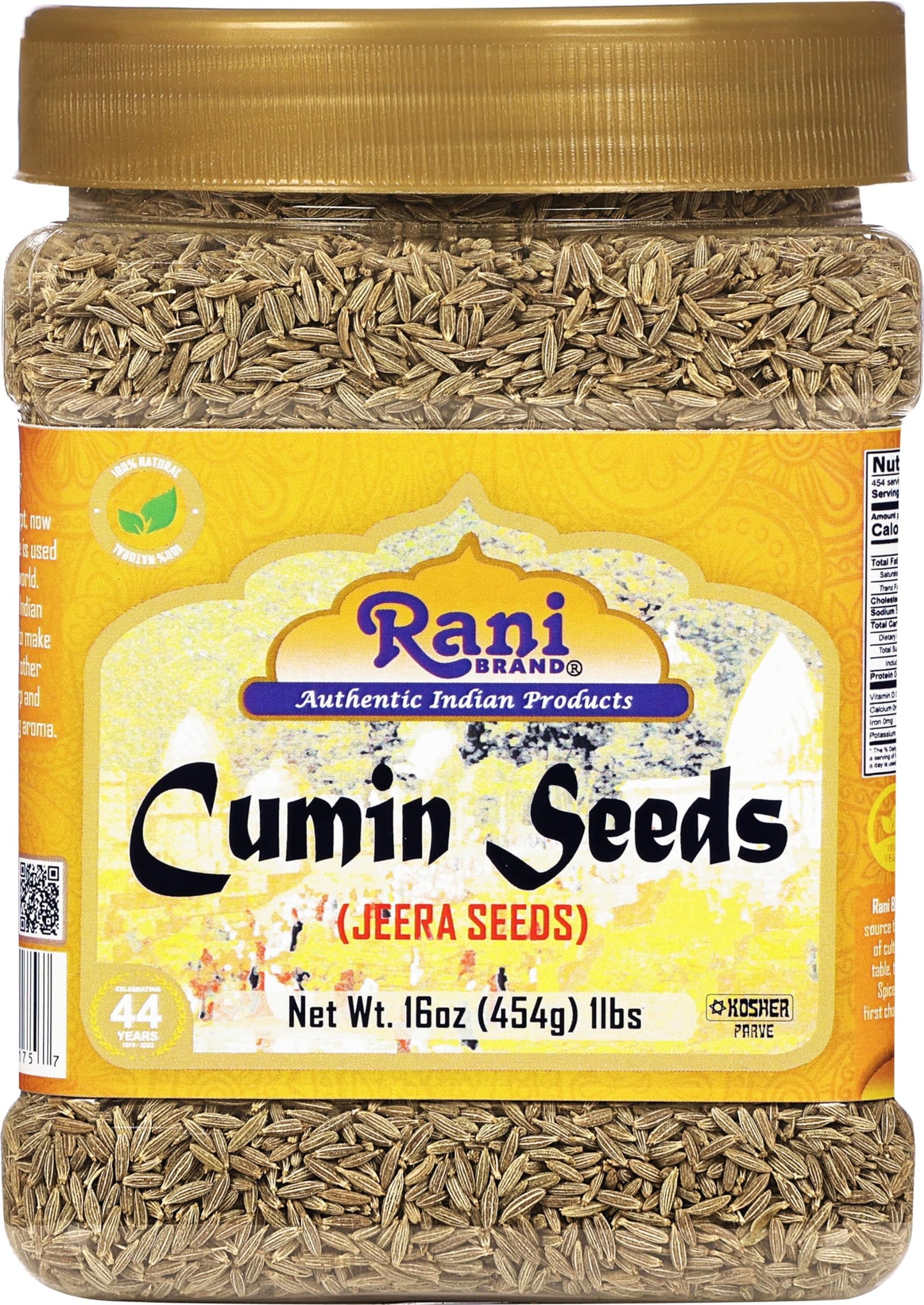 Rani Cumin Seeds Whole (Jeera) Spice 16oz (1lb) 454g PET Jar ~ All Natural | Gluten Friendly | NON-GMO | Kosher | Vegan | Indian
