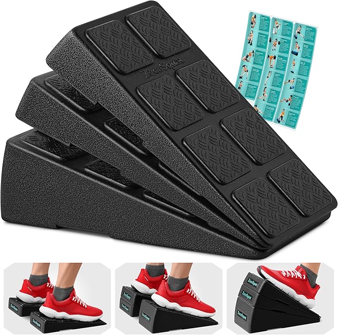 Squat Wedge Block Set of 3/5 - 960 LBS Capacity - Slant Board for Calf Stretching with 5 Stackable Angles - Calf Stretcher...
