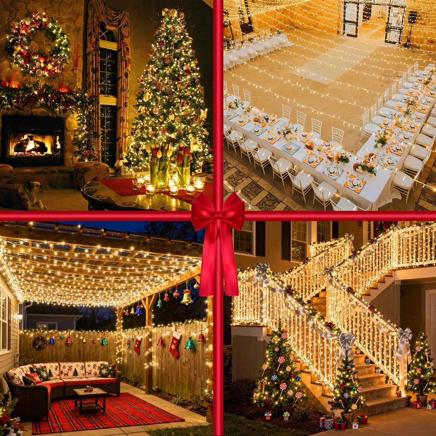 300 Led Christmas Tree Lights  Connectable Christmas Lights Indoor With Timer Memory & Dimmable & 12 Modes  75Ft Decoration Fairy String Lights For Outside Bedroom Home Patio Yard Tree  Warm White