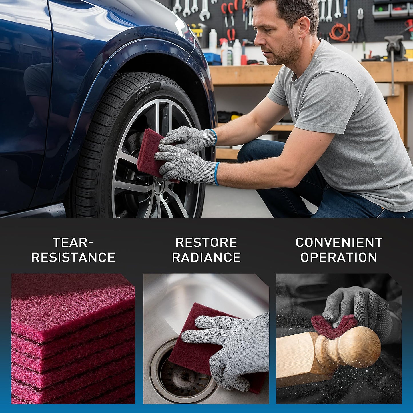S SATC 6" x 9" Maroon General Purpose Scuff Pads,10 Pack Automotive Pads for Scuffing,Scouring,Sanding,Paint Primer Prep Adhesion Scratch for Automotive Restoration,Handicrafts