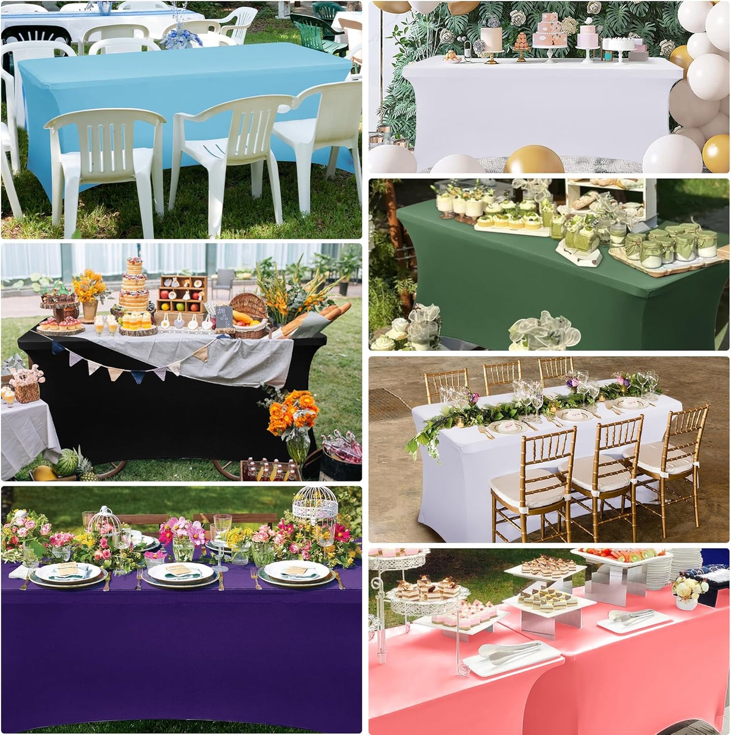 Obstal 4Ft Stretch Spandex Table Cover for Standard Folding Tables - 2 Pack Universal Rectangular Fitted Tablecloth for Party, Banquet, Events, Trade Show Blackish Green, 48L x 24W x 30H Inches