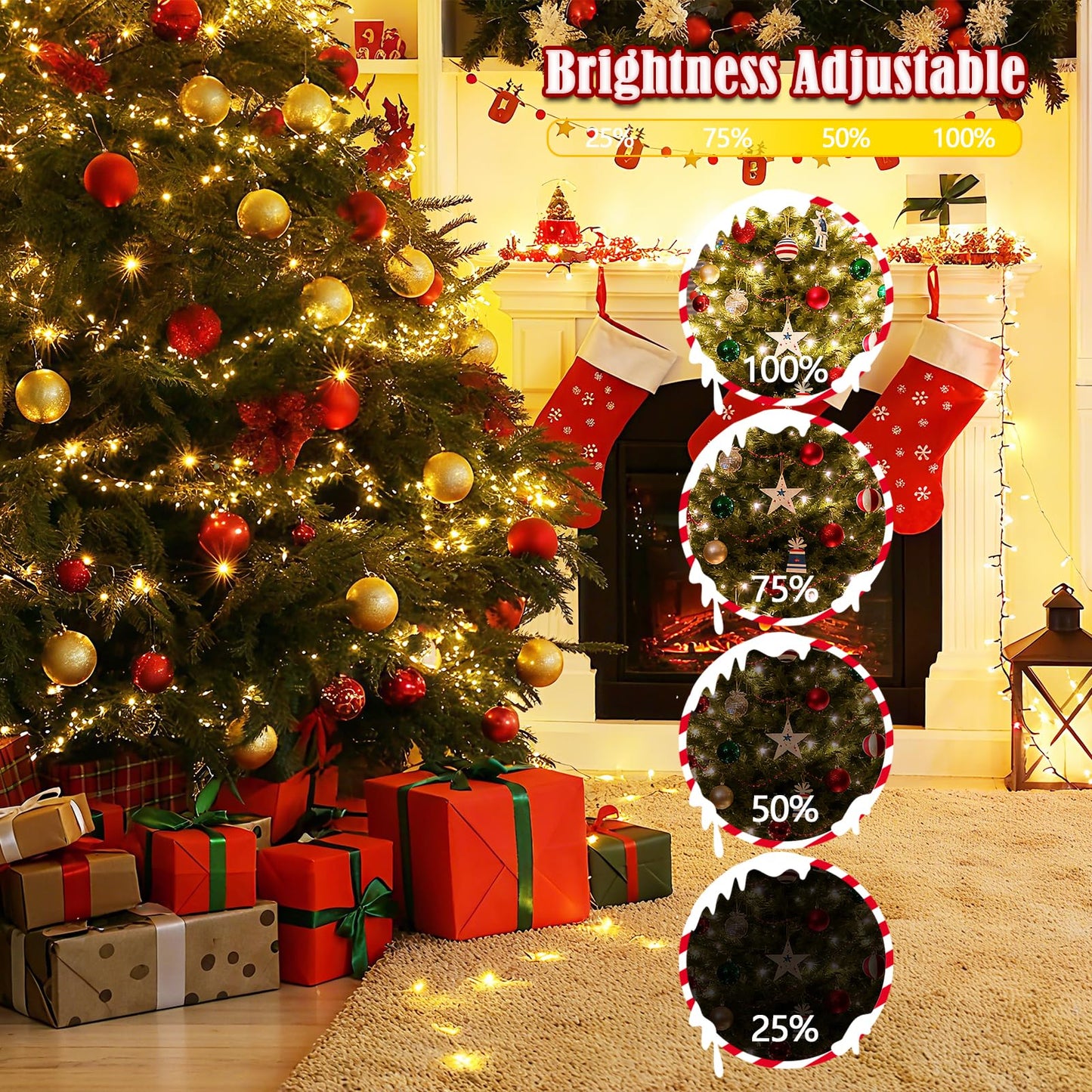 Voice Control 88Ft 240Led Smart Christmas String Lights Outdoor/Indoor | String Lights Plug In With Remote  12Modes  7Voice Commands & Timers  Christmas Twinkle Light For Xmas Tree Decor (Warm White)
