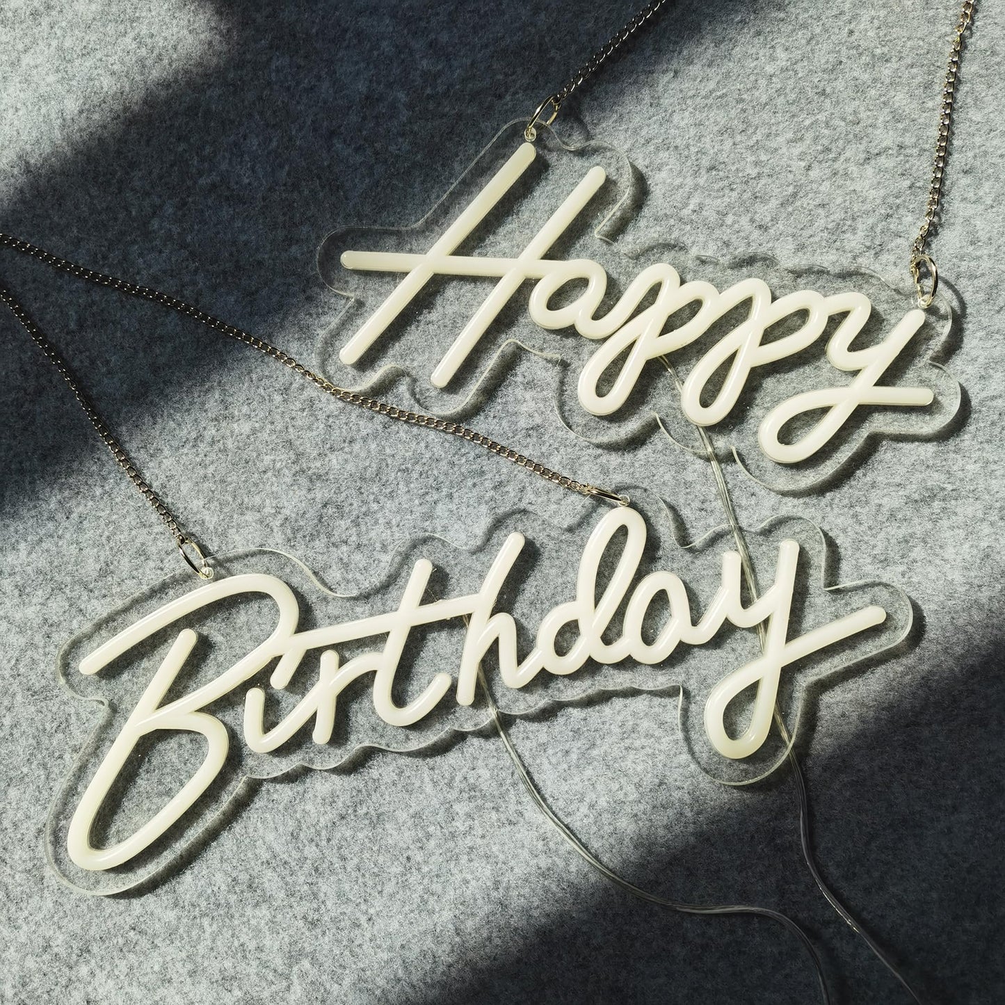 ASIUXIRS Neon Sign - 28x6 Inch Happy Birthday Wall Light - White - Perfect for Bars, Clubs, Bedrooms, Weddings, and Parties