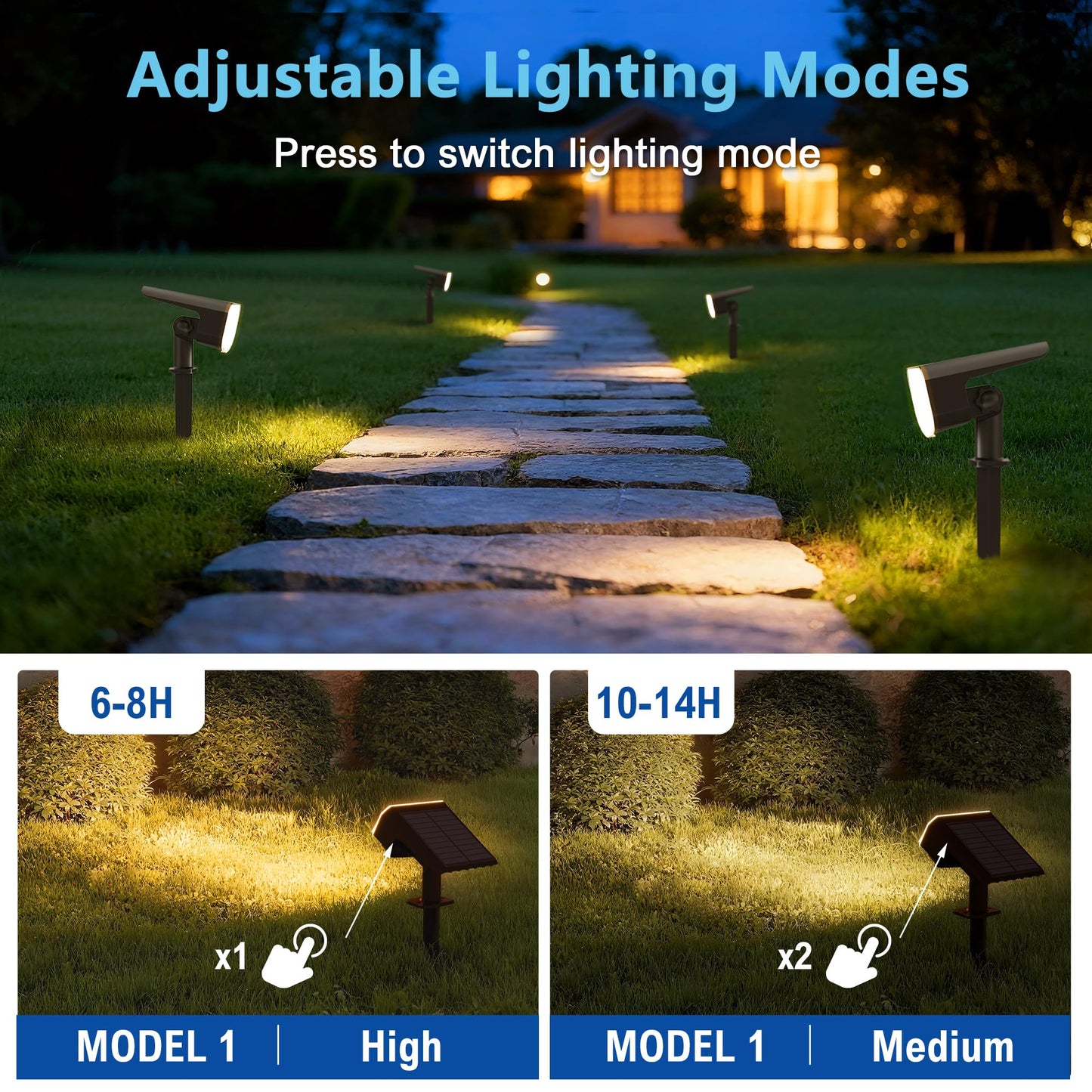 Jejot Solar Lights Outdoor Waterproof Ip65  Super Bright Led  3000K 2 Lighting Modes  Solar Powered Yard Garden Solar Spot Lights For Outside Landscape Auto On/Off -6 Pack