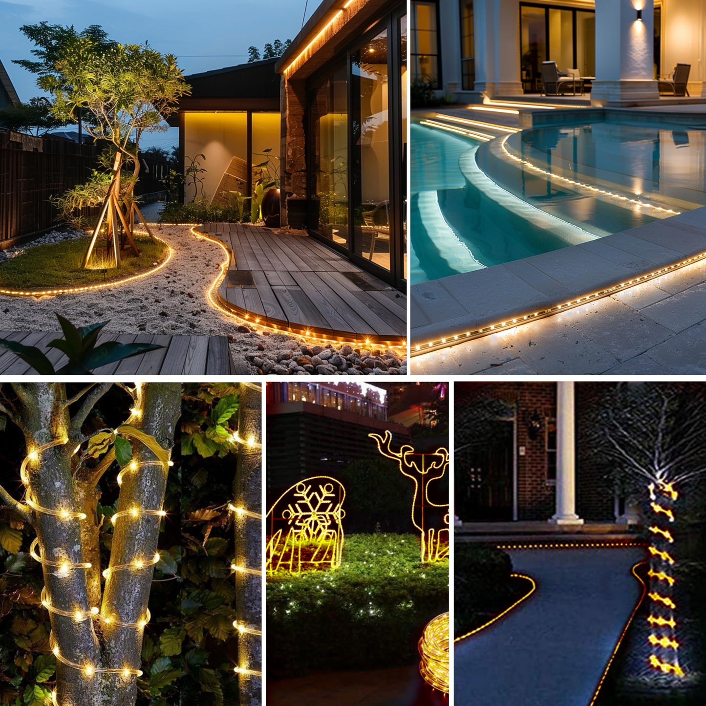 KUshopfast Solar Rope Lights - 149 FT, 1500 LED, Waterproof, Warm White, 8 Modes, Model FTY0038 for Patio, Backyard, Christmas