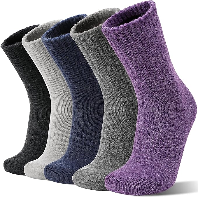 Sandsuced 5 Pack Merino Wool Boot Hiking Socks for Women Warm Winter Thick Thermal Cozy Work Soft Ladies Socks