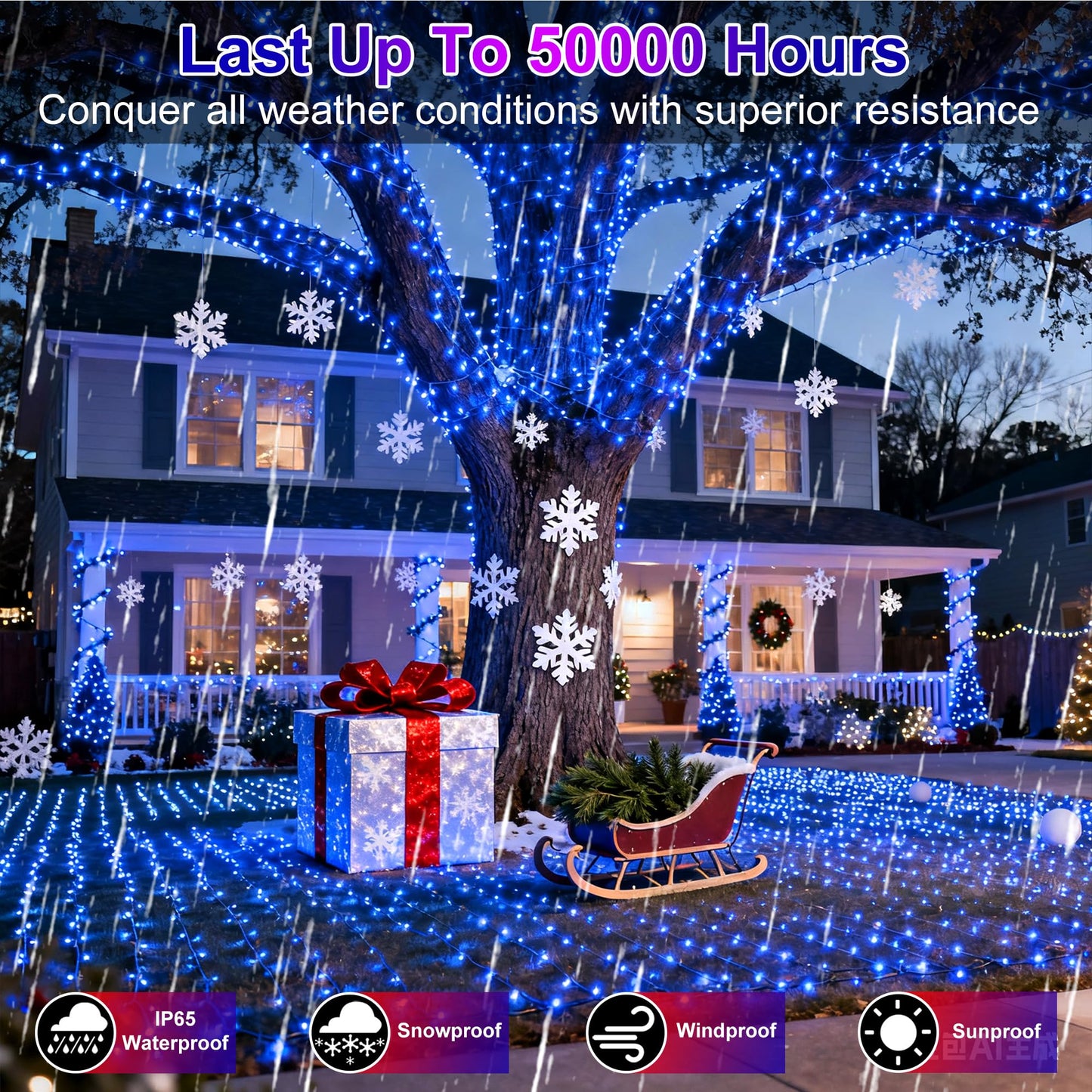 1500 Led 470Ft Christmas String Lights Outdoor  12 Pro Modes And Timer Memory & Brightness  Plug In Waterproof Dark Green Wire Twinkle Light For For Xmas Yard Tree Wedding Party Decor (Blue)