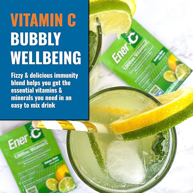 Ener-C Multivitamin Drink Mix - Vitamin Packets for Water, Electrolytes Powder Packets, Vitamin Drink Mix, Hydration Liquid Mix, Immune Booster for Adults, Healthy Energy - Lemon Lime, 60 Count
