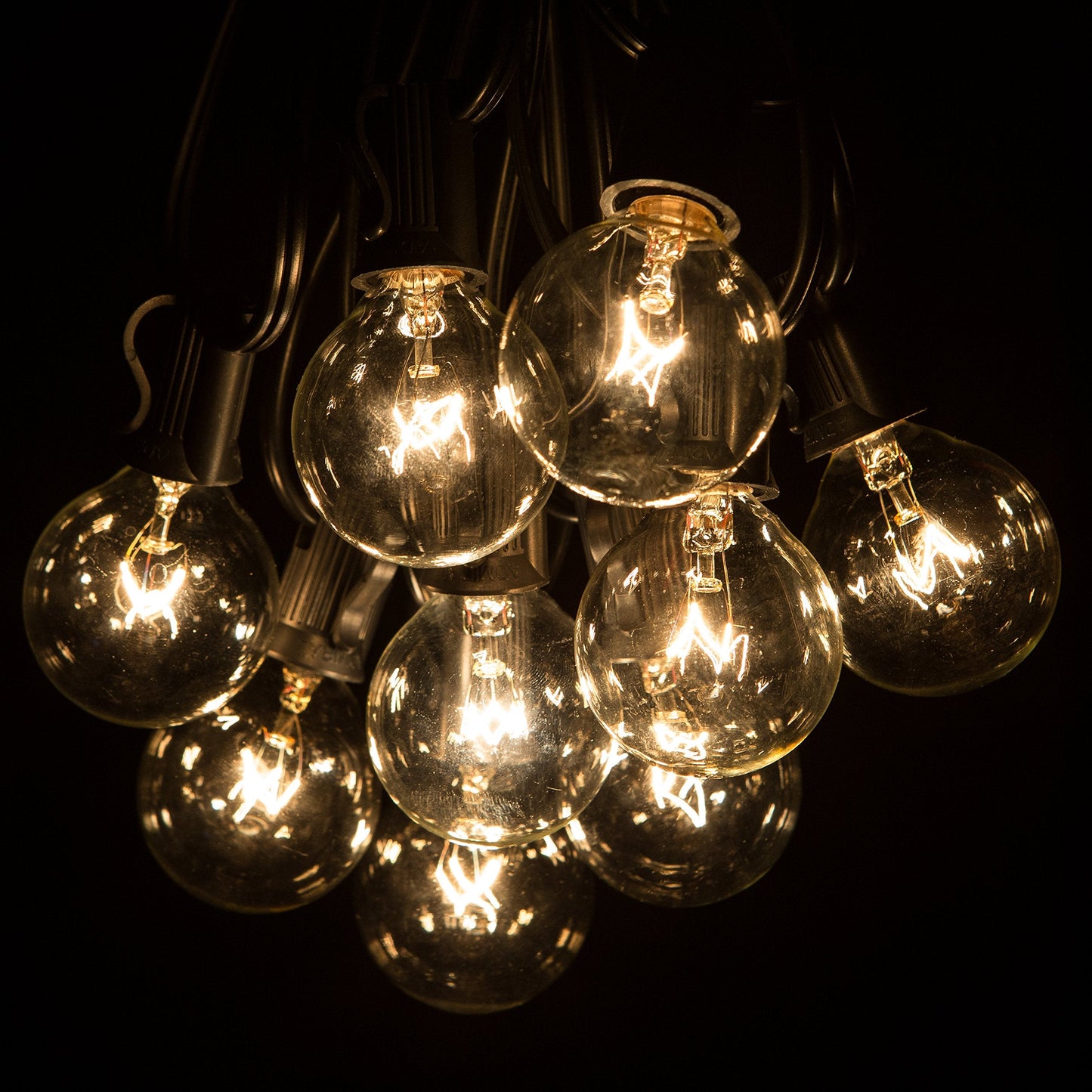 Hometown Evolution G40 Globe String Lights with Clear Bulbs, 10 Foot Black Wire, White, Model G40CL10FTBL