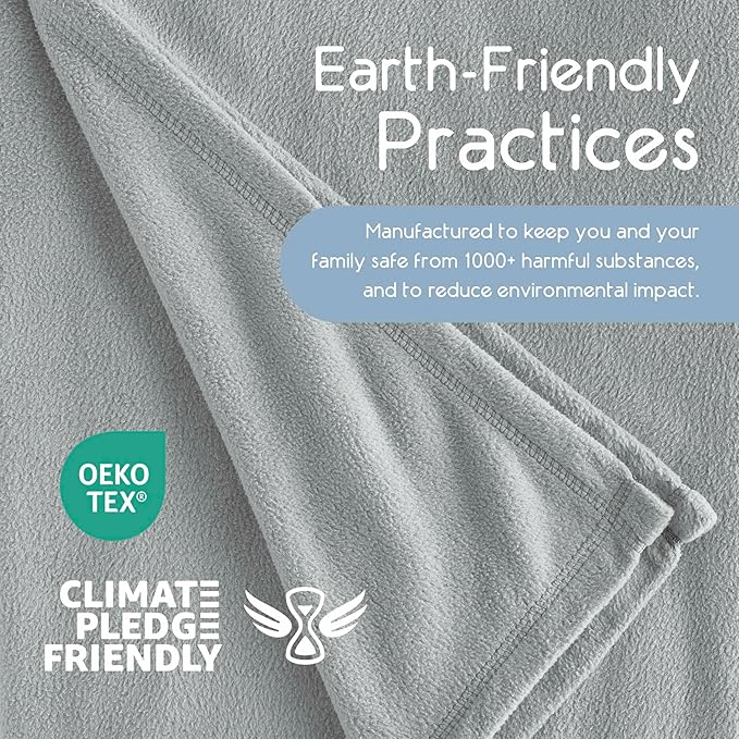 Vellux King Size Microfleece Blanket | Fleece Bed Blanket | All-Season Comfort | Supersoft Lightweight | Plush Throw Blanket for Bed Couch or Sofa | Pet-Friendly | Light Grey