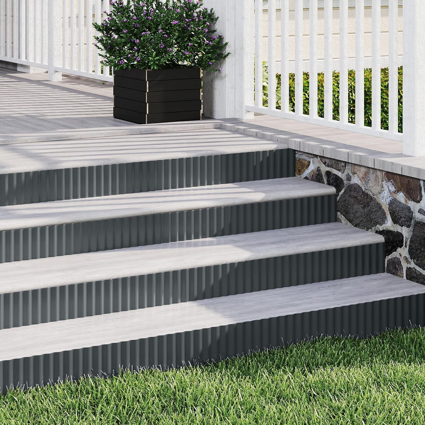 Metal Garden Edging Border, Corrugated Steel Landscaping, DIY for Lawn (Black, 6 Inch x 20FT)