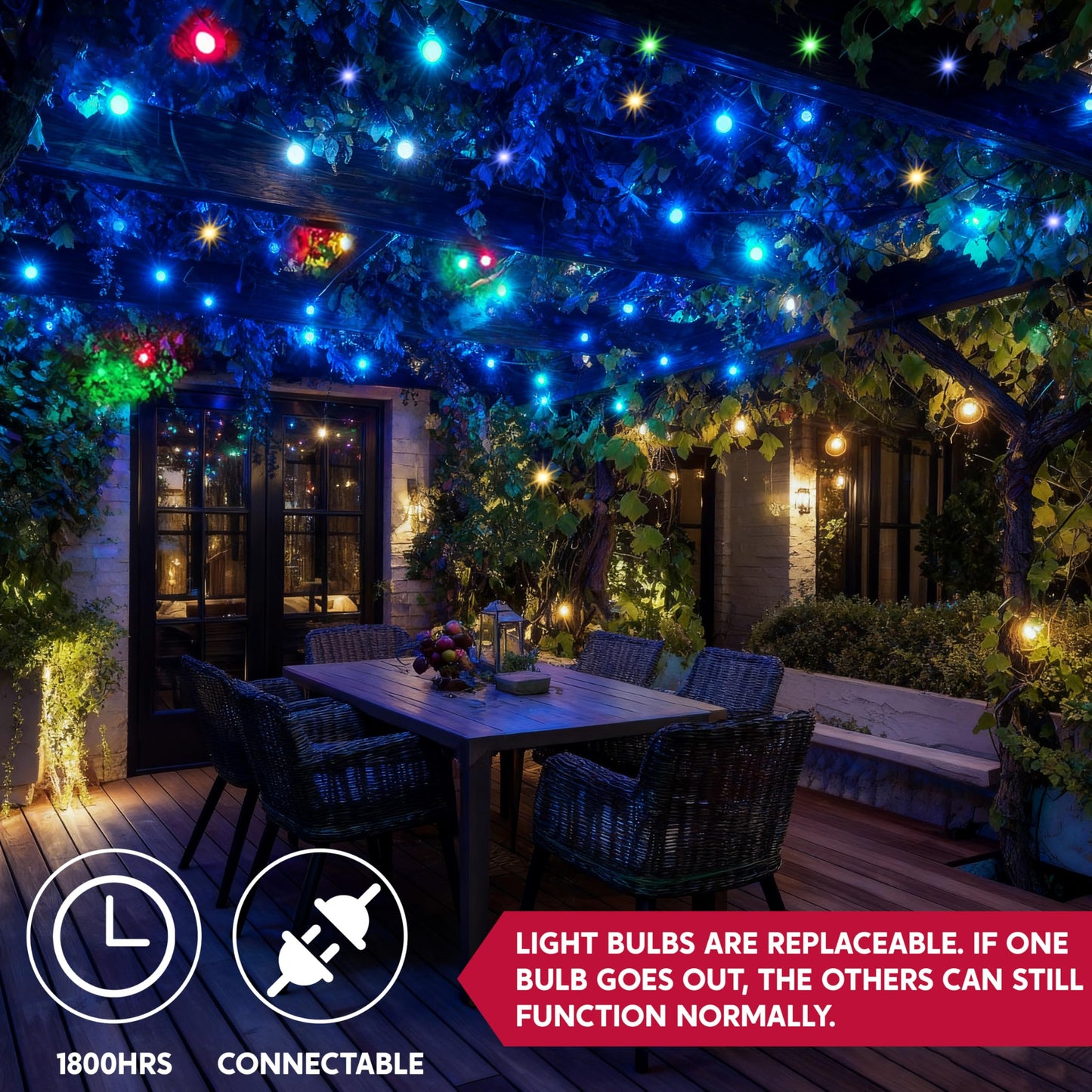 Joiedomi 100Ct Blue Christmas Lights Outdoor, 22.3Ft Green Wire String Lights For Indoor/Outdoor Holiday Decorations