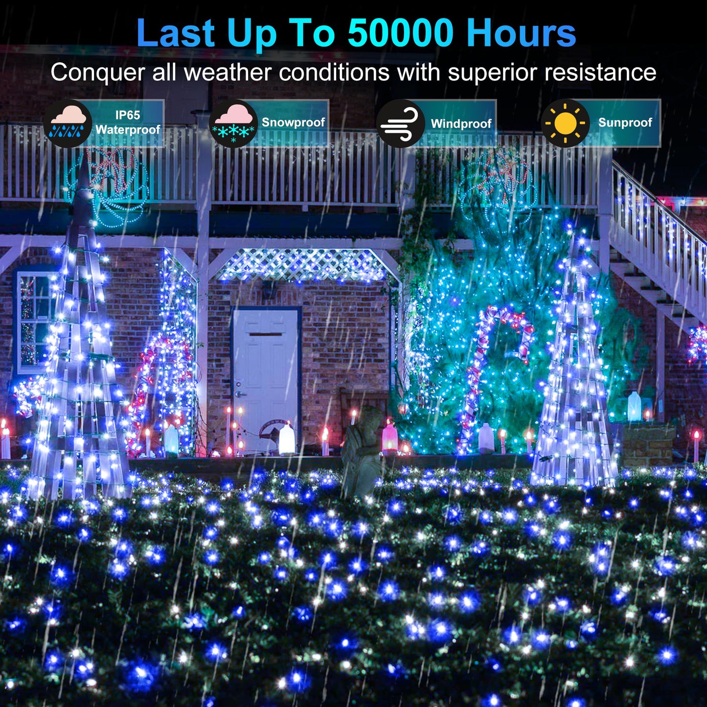 300Led Christmas Lights Indoor Outdoor Use Green Wire  8 Lighting Modes 100Ft Christmas Tree Lights With Timer & Memory  Ip44 Waterproof For Tree Xmas Patio Yard Fence Balcony Garden Blue & Cool White
