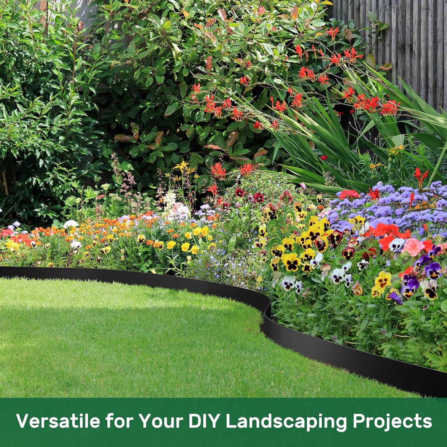 AGTEK Garden Edging 49FT Landscape Edging Kit 3 Inch Height Plastic Garden Border No Dig Lawn Border for Yard Flower Bed with 30 Stakes