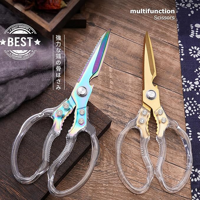 Kitchen Scissors, Heavy Duty Sharp Kitchen Shears Dishwasher Safe, Kitchen Accessories Cooking Shears for Kitchen Meat Chicken Fish Poultry Herb Bread (Blade Gold)