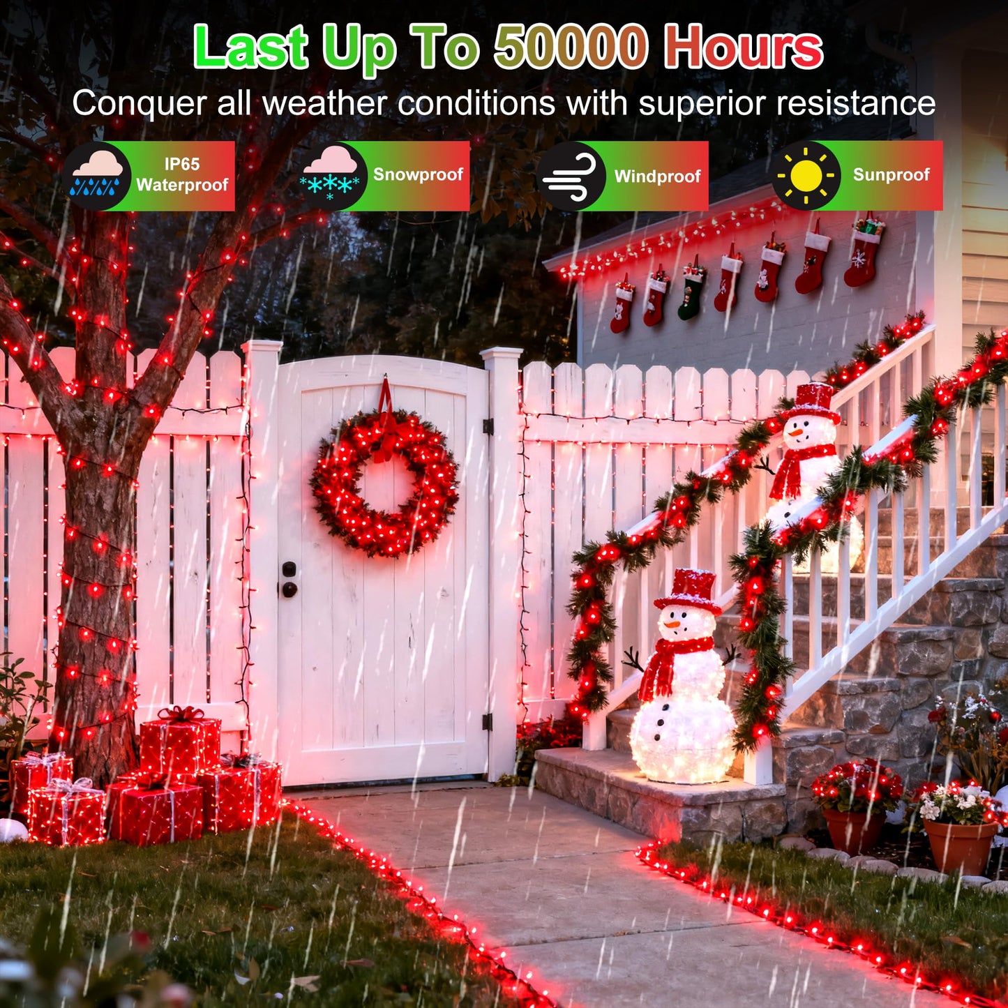 350Led Christmas Lights Indoor Outdoor  90Ft 12 Modes Red Led String Lights With Timer Dimmable  Waterproof Christmas Tree Lights For Xmas Patio Bedroom Yard Fence Balcony Garden Party Decor Red