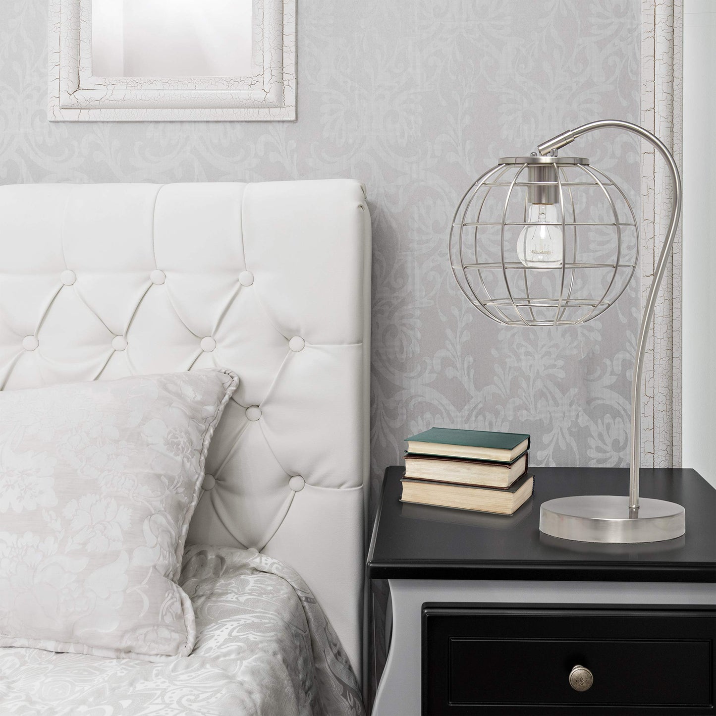 Elegant Designs LT2068-BSN Metal Table Desk Lamp, Brushed Nickel Finish