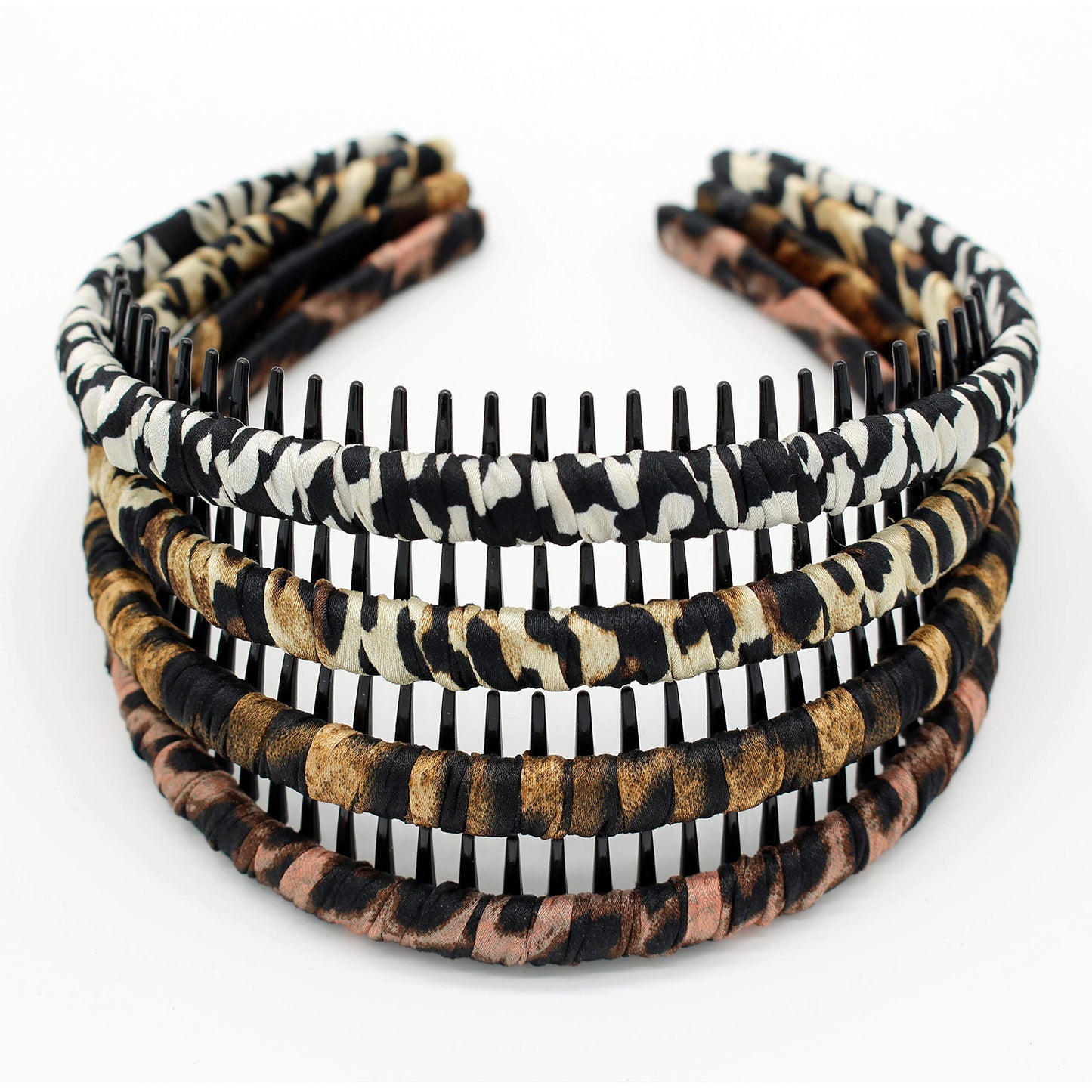 JOBAND Leopard Print hairbands,hair Headbands for women,Fashion Hair Accessories,Non-slip Resin comb teeth hair hoop ((Pack of 4