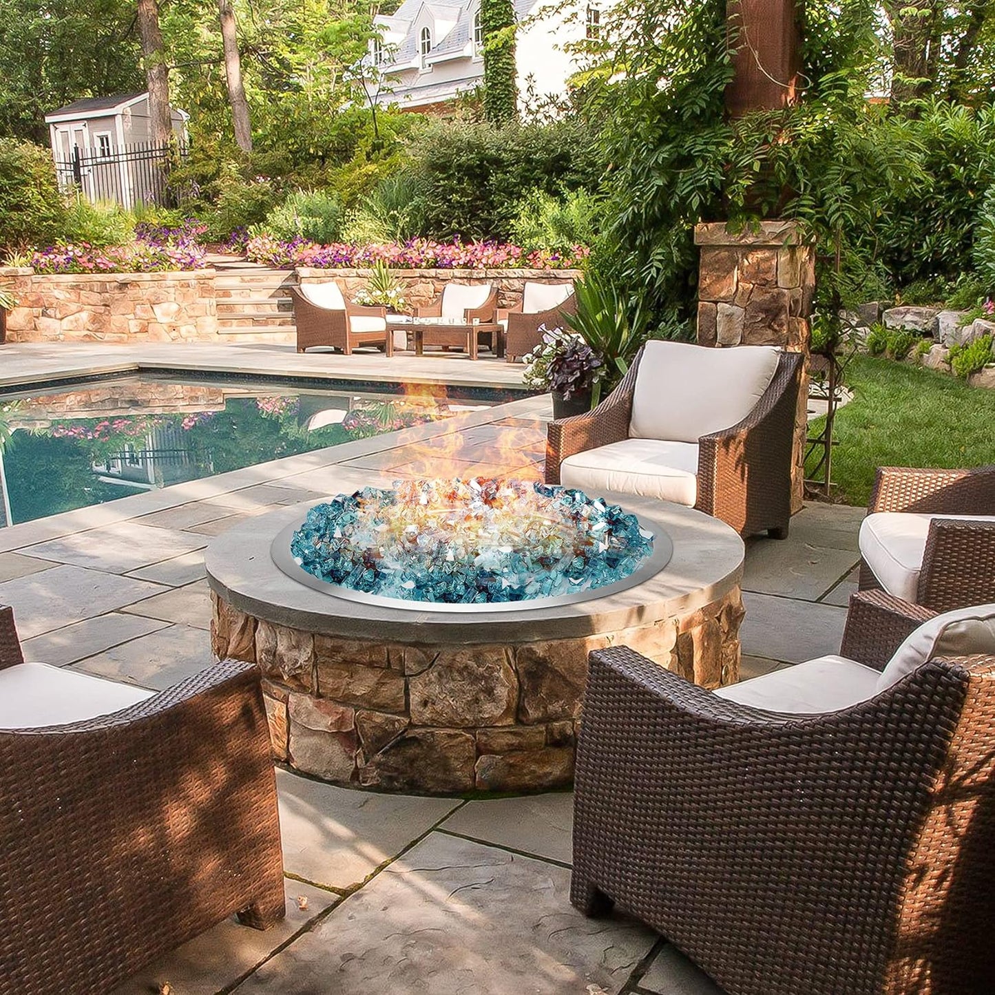 Stanbroil 25 Inch Drop-in Fire Pit Pan, Gas Fire Pit Burner Inserted for Propane & Natural Gas, BTU 147,000 Max