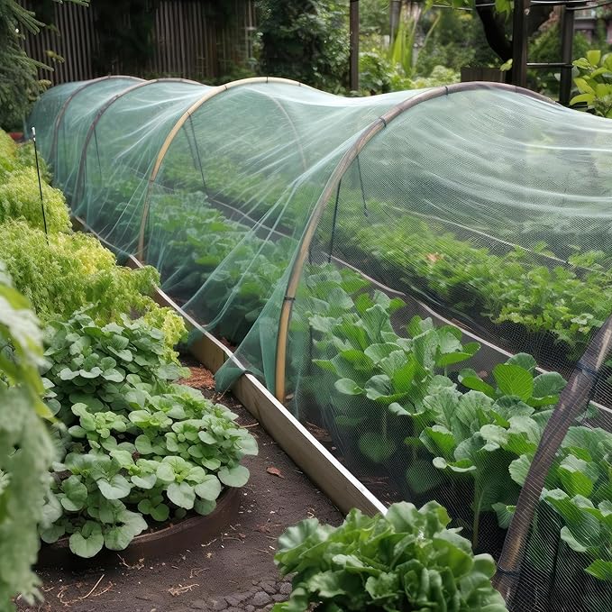 Green DIY Mosquito Net Fabric | 10x50 FT Netting | Insect Cover for Garden, Patio, Outdoor & Windows | Multiple Sizes in Black, White & Green | Raised Bed Screen Mesh Barrier